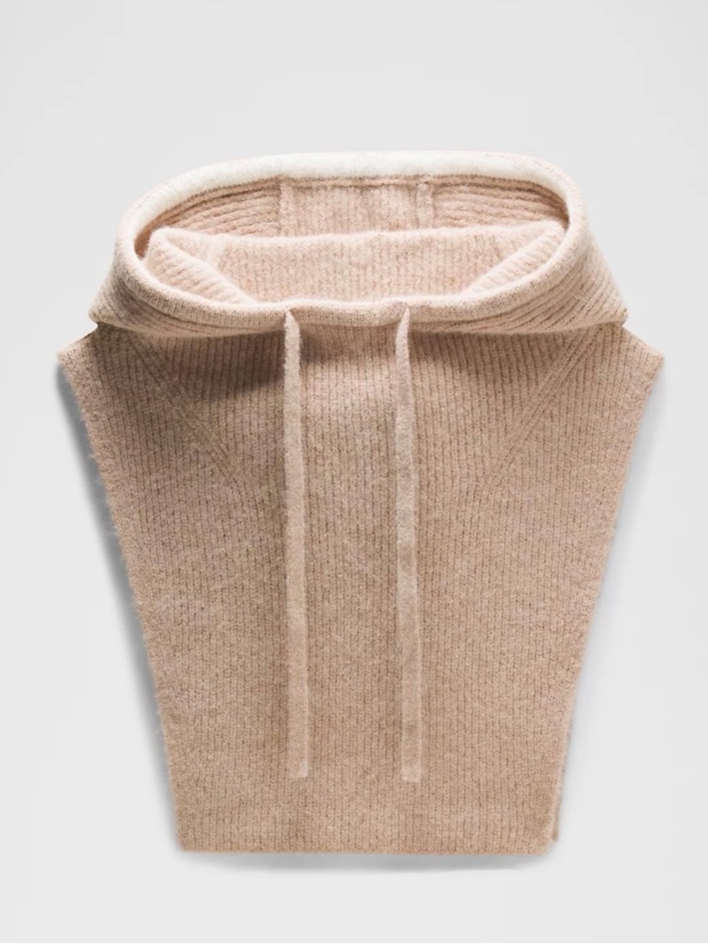 Lululemon Alpaca Wool-Blend Knit Hood O/S Taupe Beige Scarf Balaclava